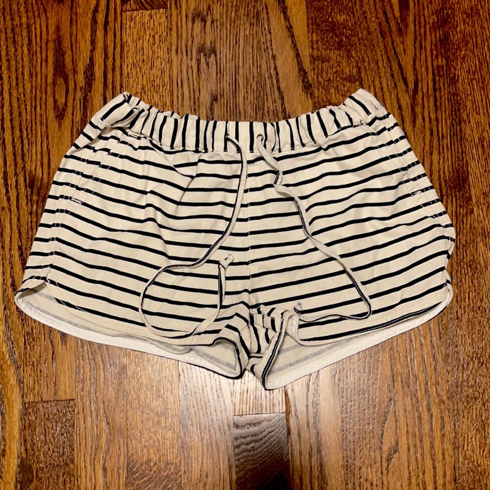 JCrew Factory shorts- off white with navy blue stripes.